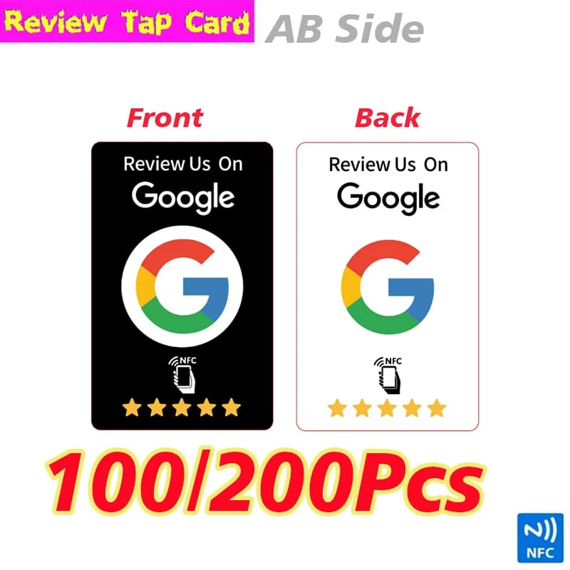 Carta RFID con chip fronte-retro AB riutilizzabile per recensioni Google, Carta NFC per recensioni su Google, Migliora il SEO, Risparmia tempo