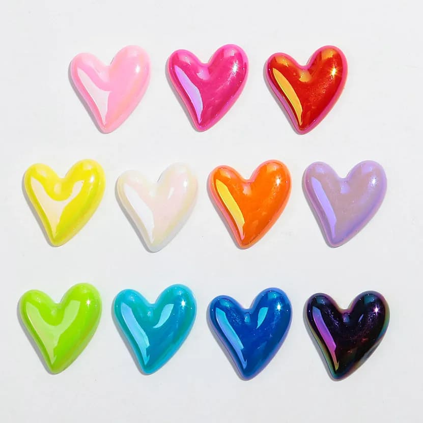 10pcs Cute Iridescent Love Heart Acrylic Charm Laser Peach Pendant for DIY Jewelry Making Earrings Hairpin Accessories Wholesale