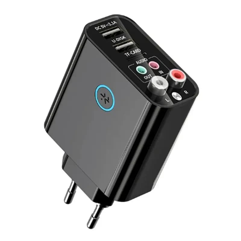 Adattatore musicale stereo wireless A52T Bluetooth 5.0, trasmettitore e ricevitore audio, AUX da 3,5 mm, scheda TF, disco USB, veloce