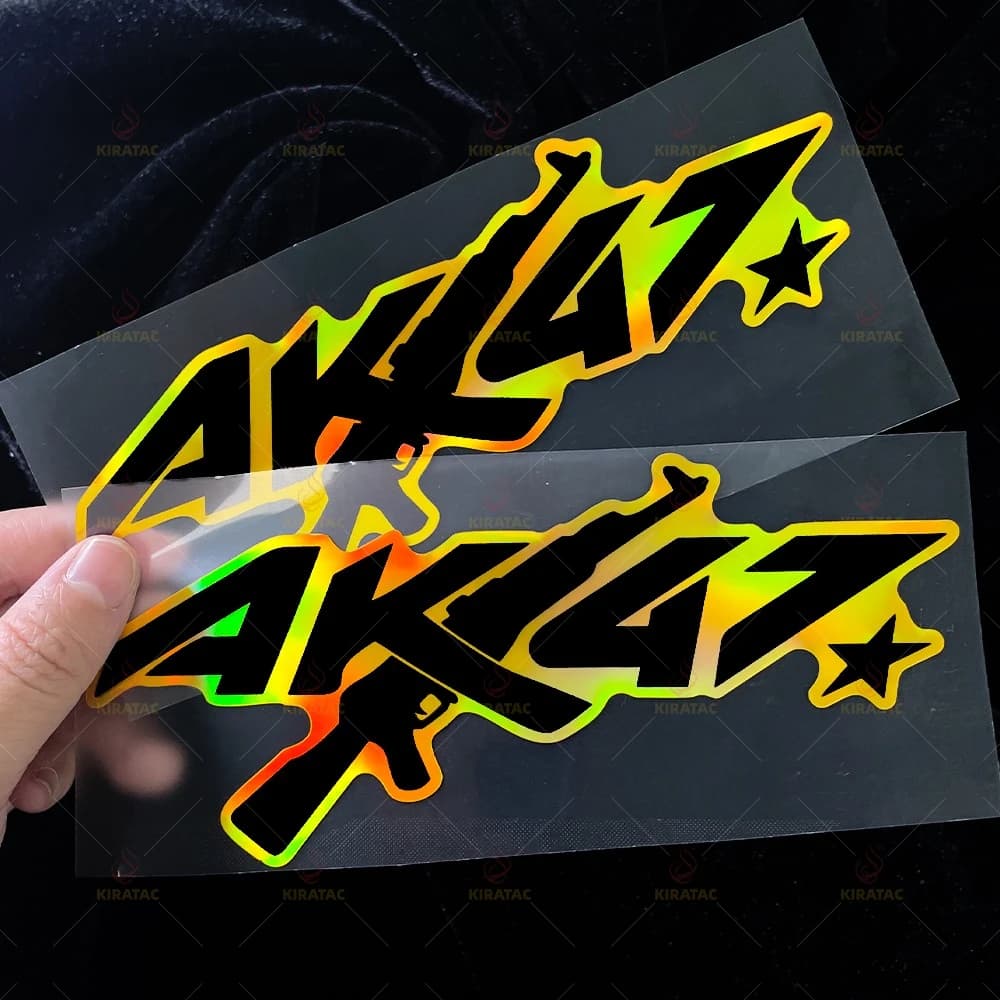 Oro AK47 Adesivi per moto per caschi da moto Carene Cassetta posteriore Finestre per auto Scooter Decalcomanie in vinile impermeabili universali