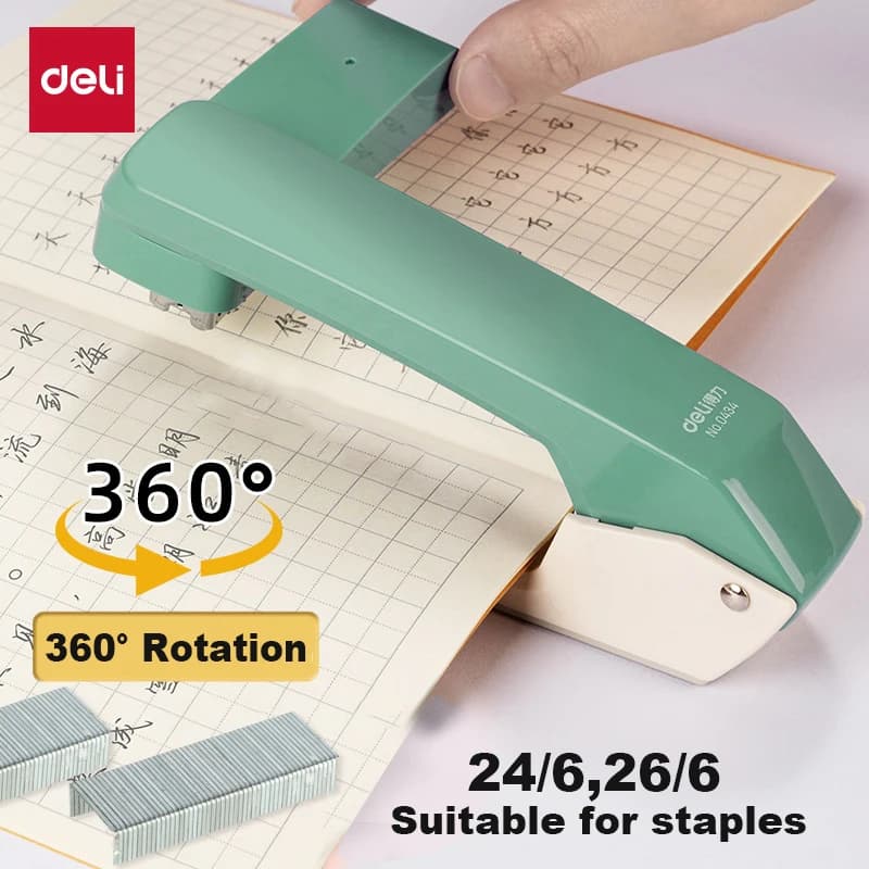 Cucitrice Rotativa Deli Multifunzione, Utilizza Graffette 24/6 e 26/6, Capacità 20 Fogli, per Scuola e Ufficio, Forniture di Cancelleria e Rilegatura