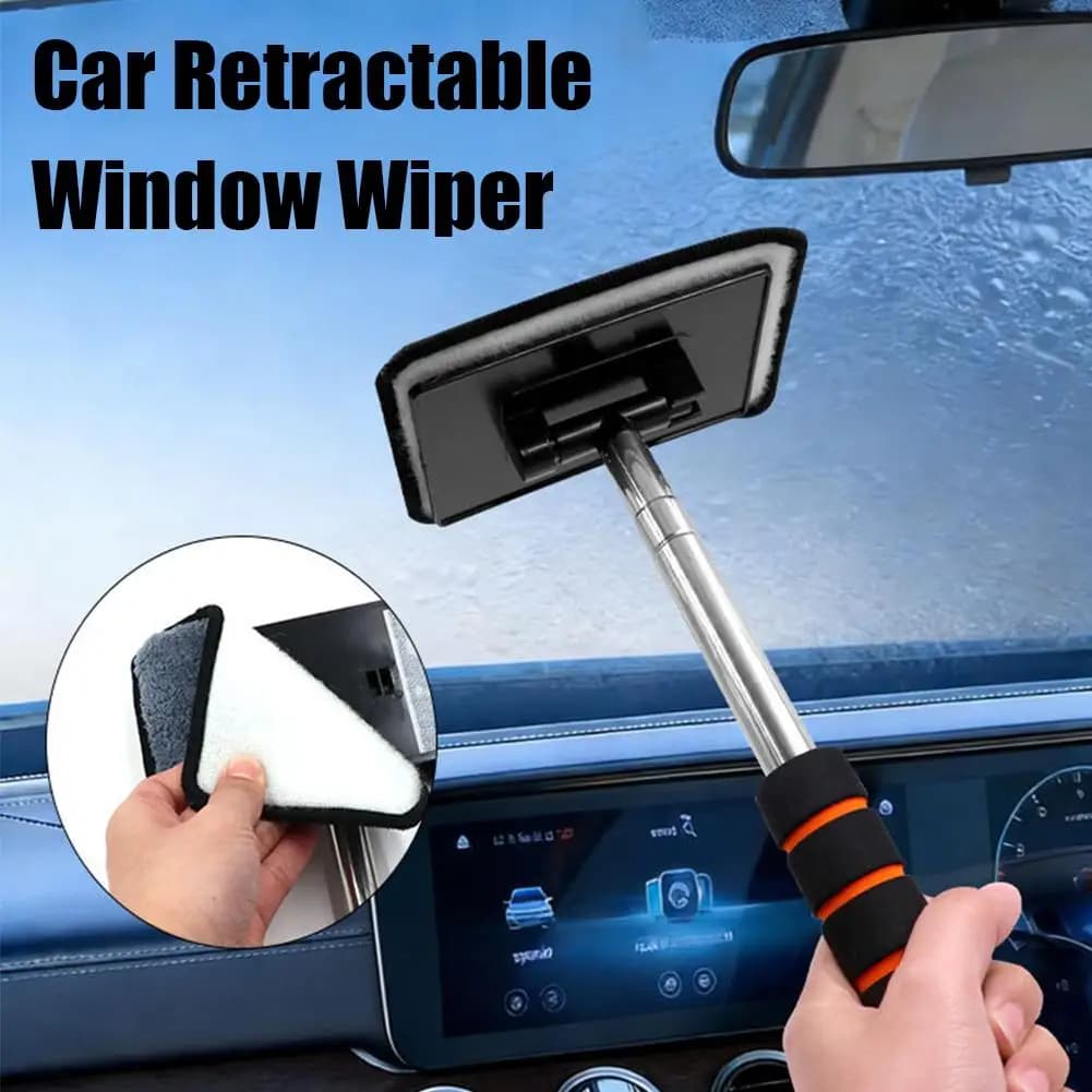 Spazzola Telescopica per Pulizia Auto con Microfibra e Raschietto per Parabrezza, Strumento per Lavaggio Auto e Tergicristallo
