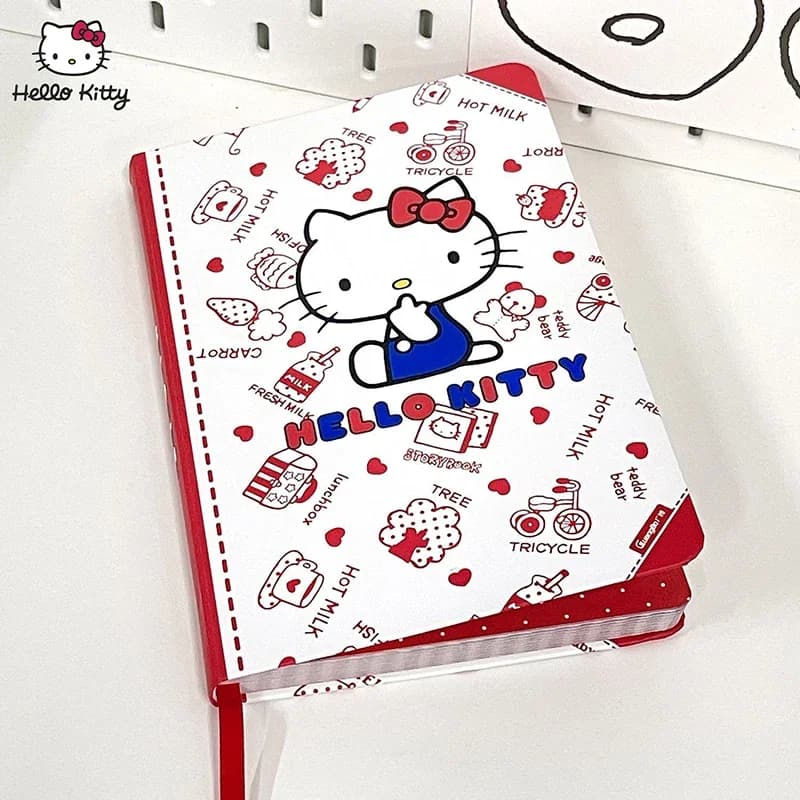 Nuovo Sanrio A5 Notebook Hello Kitty Stampa Cover Cancelleria per l'apprendimento portatile Diario dei cartoni animati Pagina a colori Forniture per ufficio Guscio rigido