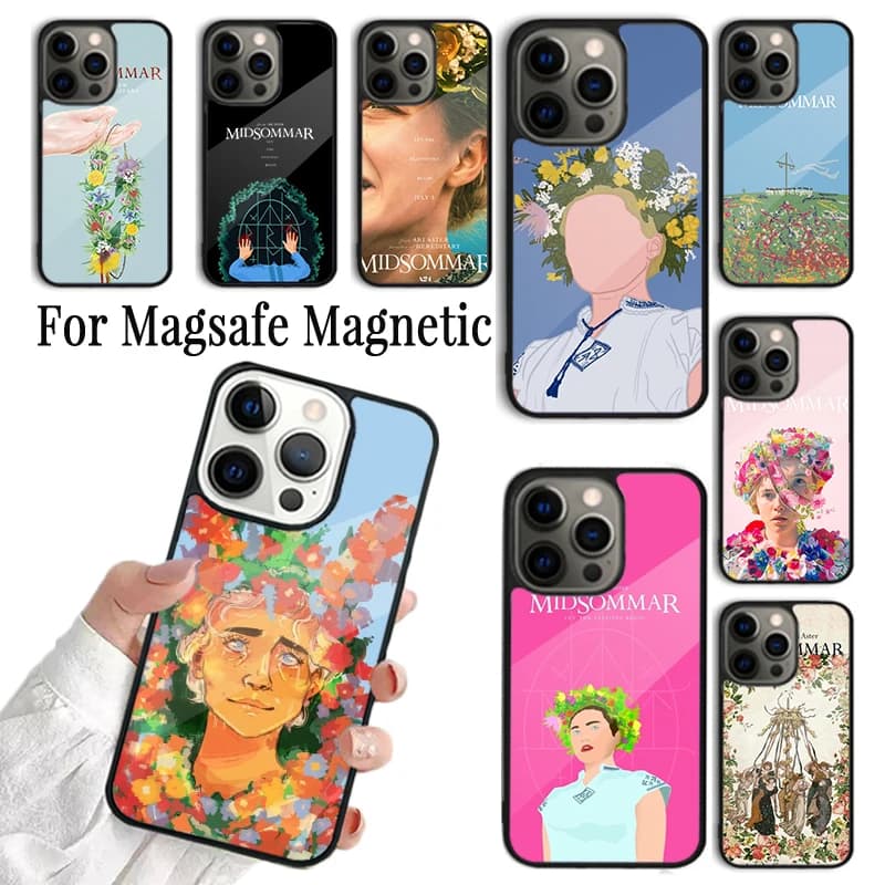 Cover per iPhone Midsommar Movie per iPhone 17 AIR 16 15 14 13 12 11 Pro Max Plus, custodia magnetica wireless Magsafe