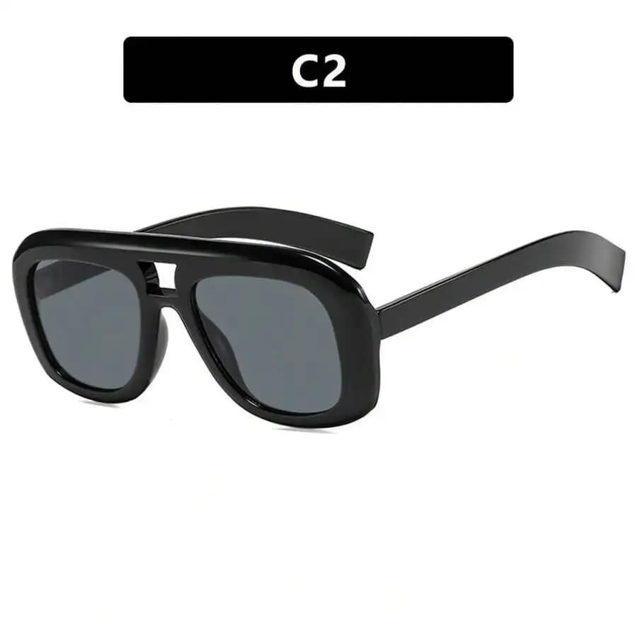 Double Bridge Oversized Square Eyeglasses For Women, Glossy Thick Frame Translucent Lens Decor Eyewear For Urban Holiday Daily