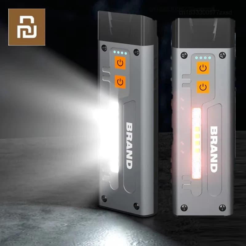 Torcia Multifunzione con Sensore, Portatile, Luci Laterali, Ricarica USB, Lampada da Campeggio per Esterni, Potente Luce d'Emergenza