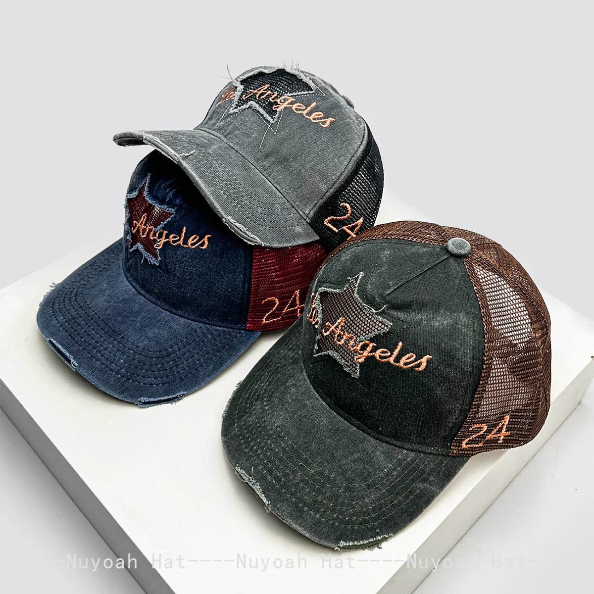 New Men Women Street Star Embroidered Letters Baseball Hats Sunshade Broken Versatile Outdoor Trucker Caps Mesh Fashion Personal