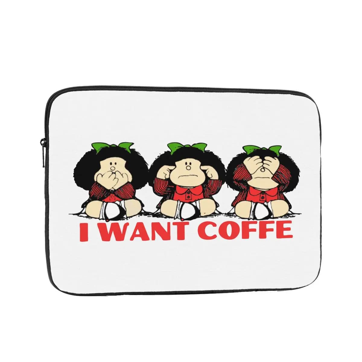 Mafalda I Want Coffe Custodia per laptop 12" 13" 15" 17" Borsa per notebook Custodia antiurto per cartoni animati