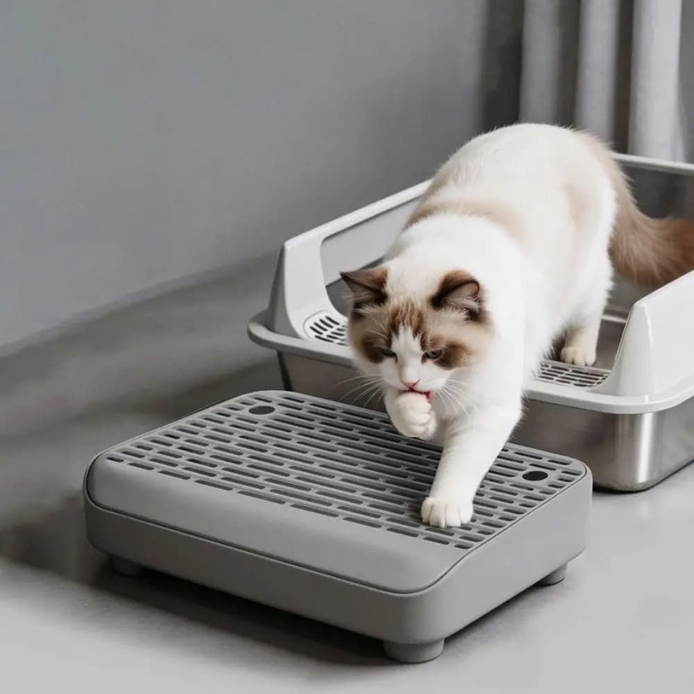 Double Layer Cat Step Filter Pedal Non Slip Plastic Cat Litter Box Step Splash-proof Cat Litter Catcher Automatic Litter Box