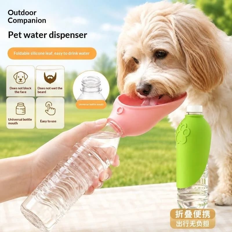 Silicone Foldable Pet Water Bowl Dispenser Portable, Universal Bottle Mouth Dog Drinking Cup, Outdoor Hiking Dog Water Feeder