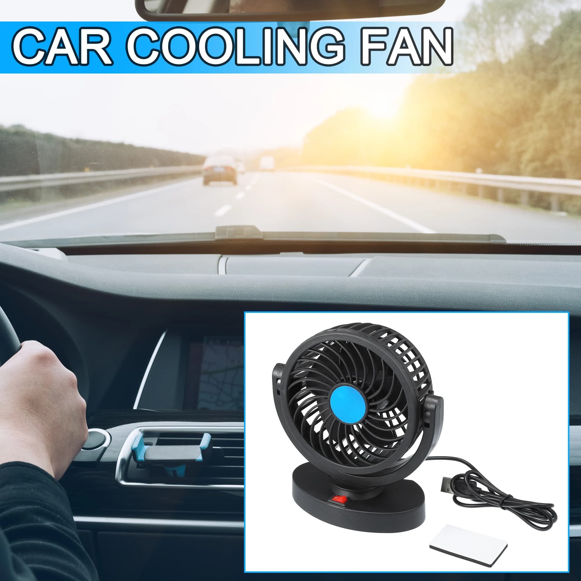 UXCELL 1 set ventola di raffreddamento per auto elettrica 12V con ventola regolabile a 360 gradi per camion