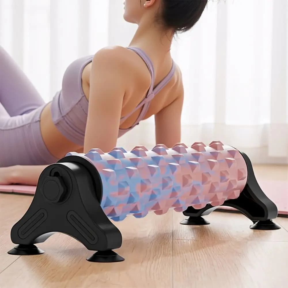 Massage Foam Roller Deep Back Stretching with Suction Cup Body Foam Roller with Holder for Home Studio Yoga Pilates Fitness