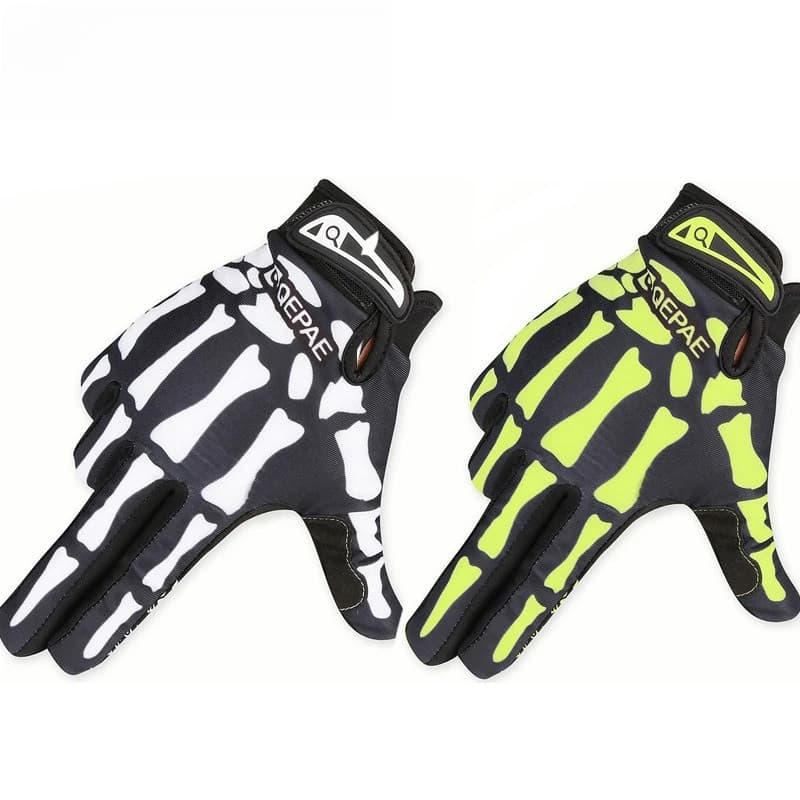 Whole finger gloves with skull Windproof gloves Winter gloves hot touch screen Cycling equipment Outdoor fleece cold gloves