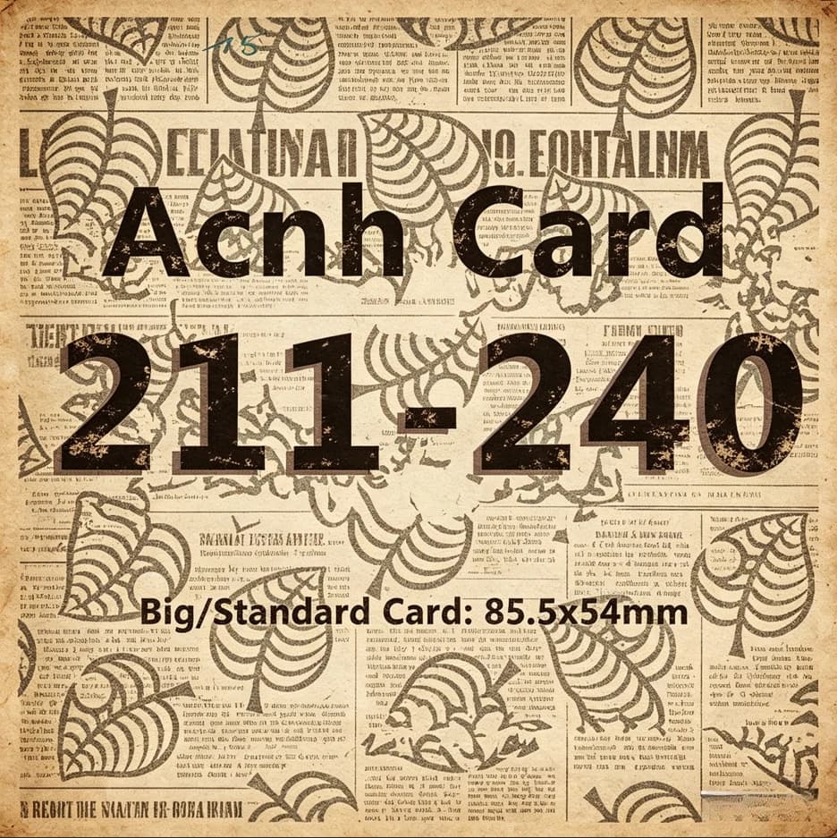 ACNH Card NFC Lightweight Sensor Cards 211-240 High Resolution Pattern Sturdy Daily Play Cards 85.5x54mm