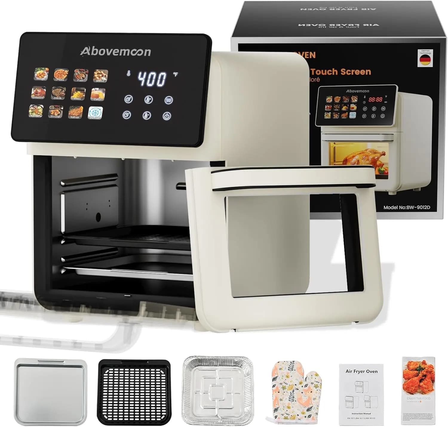 10L Large Xl Pro Air Fryer Oven With Grill Combo For Kitchen Countertop Use,12 in 1 Smart Convection Ovens,AirFryer With Glas