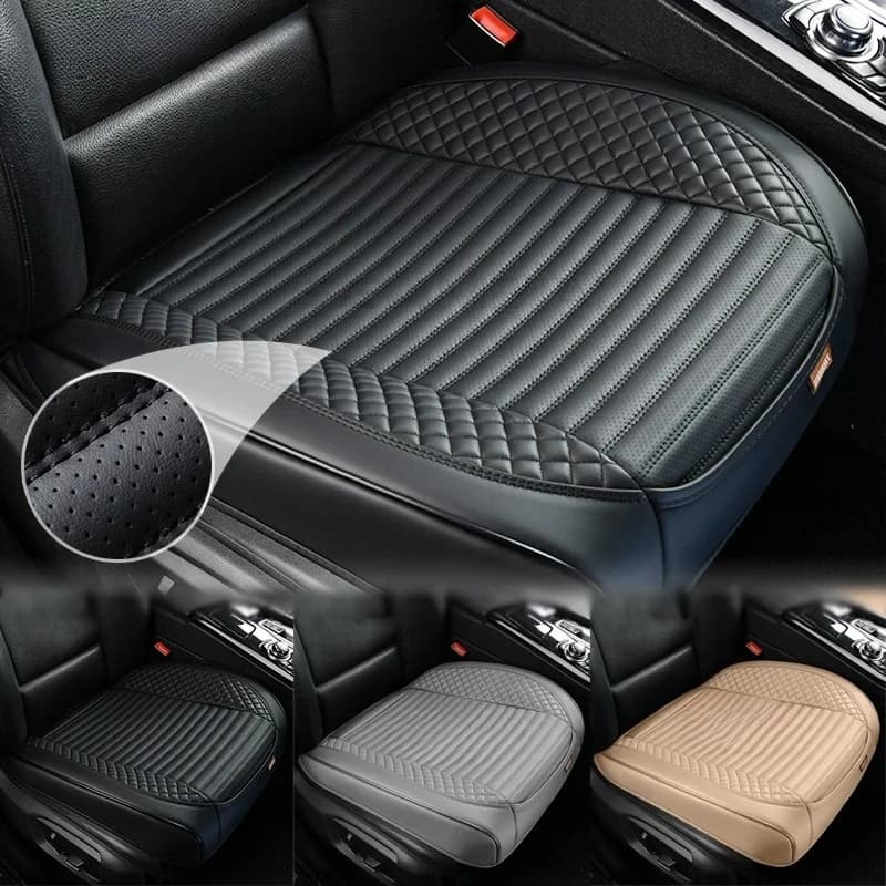 Full-Wrapped Car Seat Cover Breathable Hole PU Car Front Seat Cushion Universal Anti Slip Auto Chair Protector Cover