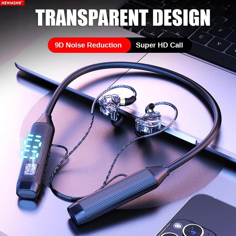 50 ore di riproduzione Cuffie wireless 9D Surround Bass ENC Auricolari Bluetooth Auricolari con archetto da collo Cuffie da gioco sportive impermeabili