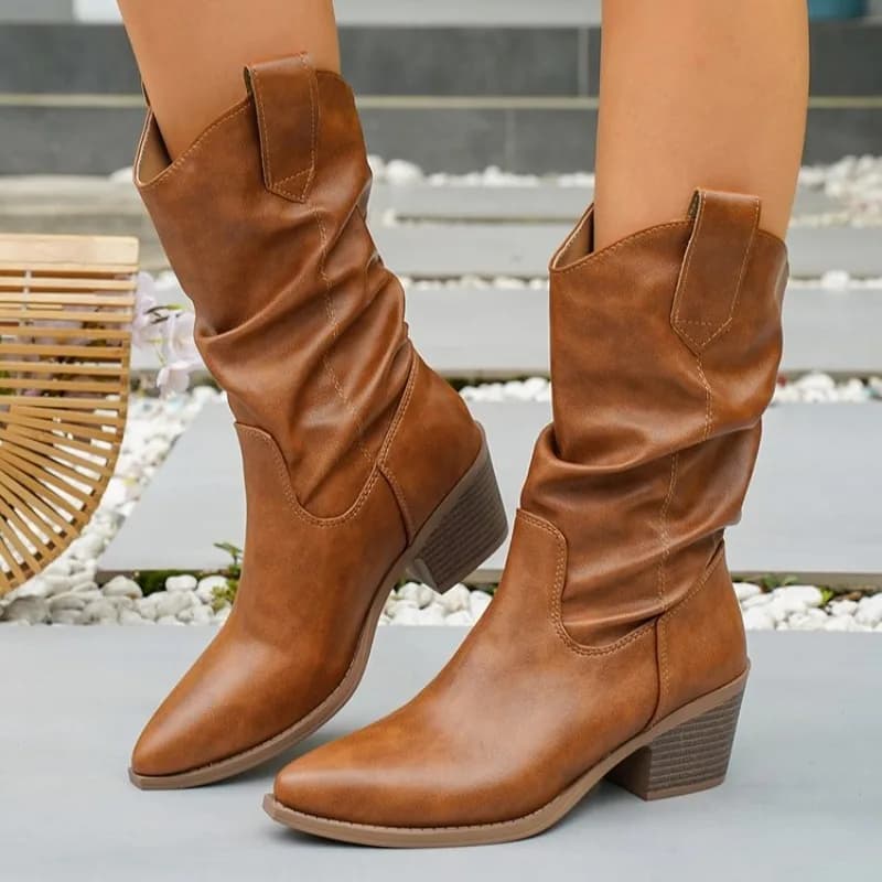 New Fashionable Versatile Pointed Middle Top Coarse Heel Women's Boots Elegant Simple Retro Comfortable Women's Boots
