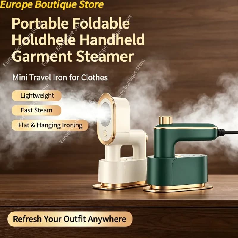 Foldable Mini Portable Handheld Clothes Iron Lightweight Travel Carry-On Garment Steamer for Trip Home