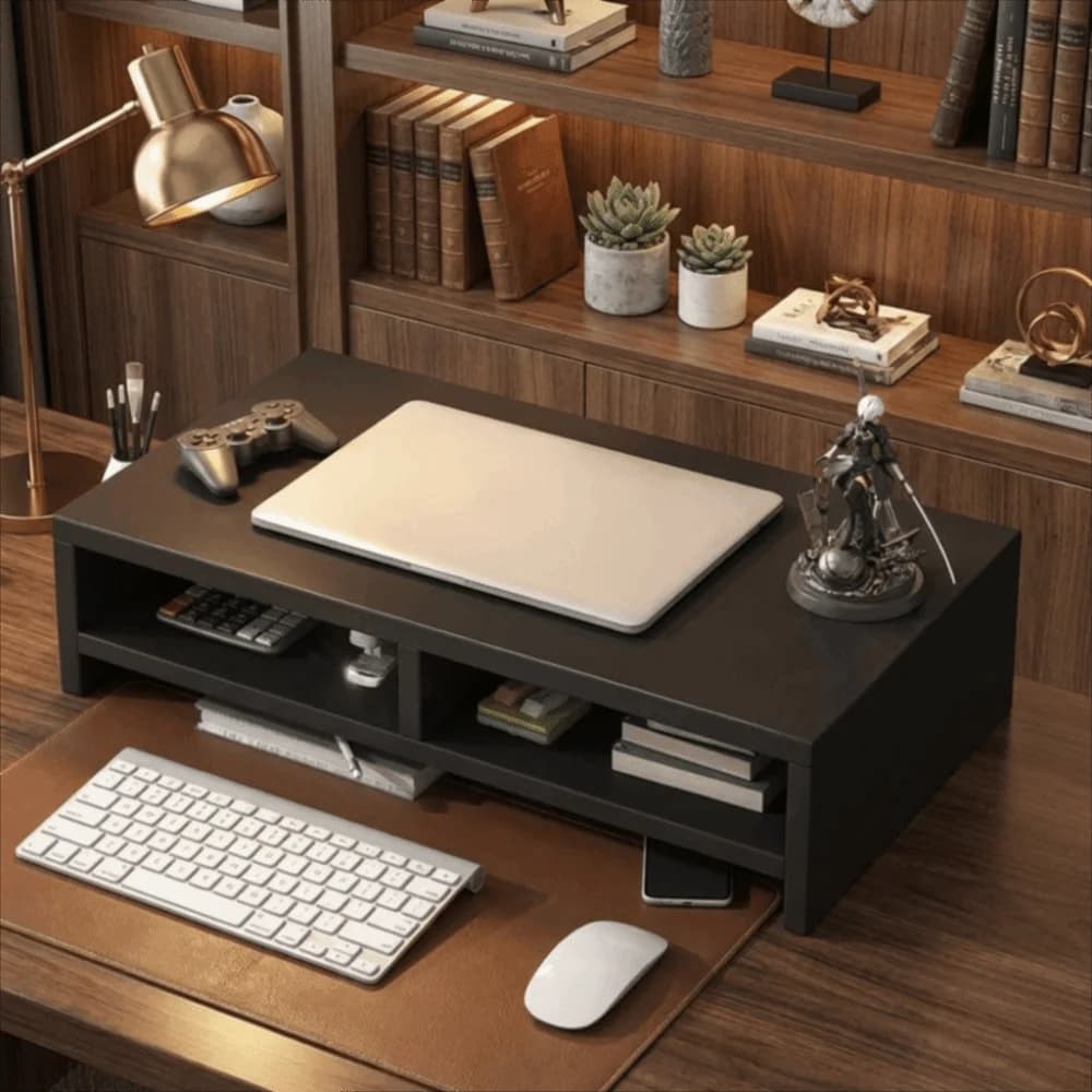 With Drawer Monitor Stand Riser Sturdy Structure Simple Design Desk Organizer Storage Rack Storage Functions Stable Support