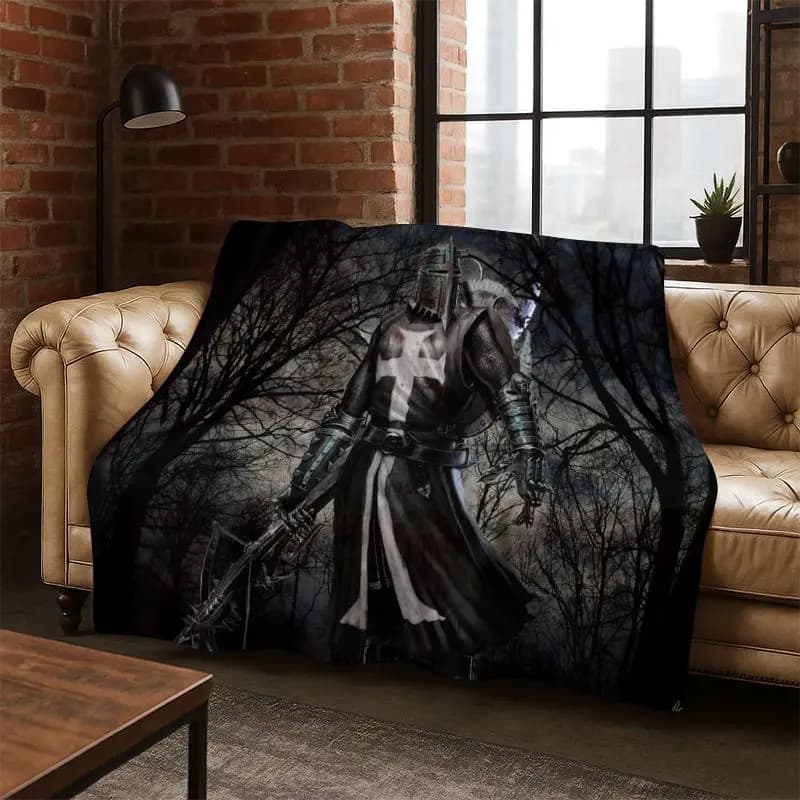 Coperta in flanella con cavalieri templari dei cartoni animati, morbida e calda, per camera da letto, soggiorno, letto, viaggio, picnic, bambini