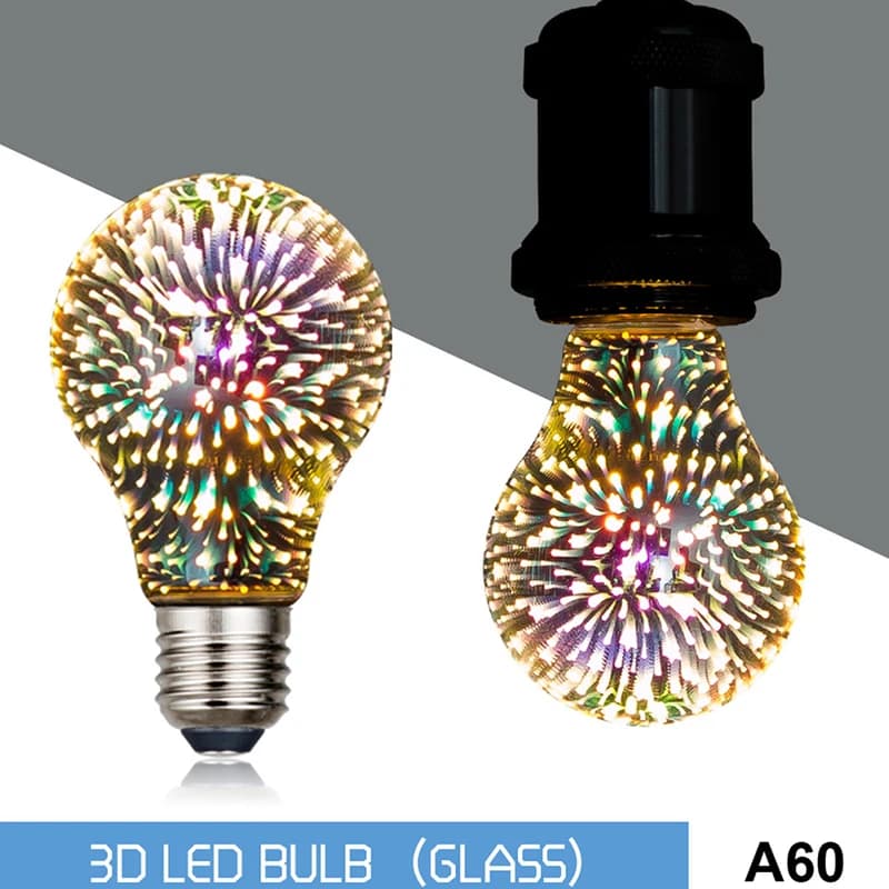Star fuochi d'artificio lampada 3D LED lampadina decorazione E27 6W 85-265V Vintage Edison lampadina vacanza luce notturna novità albero di natale