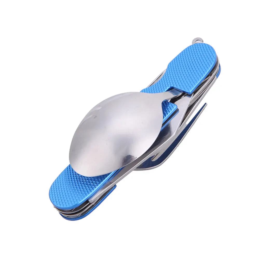 3-in-1 foldable cutlery set from stainless steel camping, fork, spoon and detachable knife, outdoor kitchen utensils kit and travel