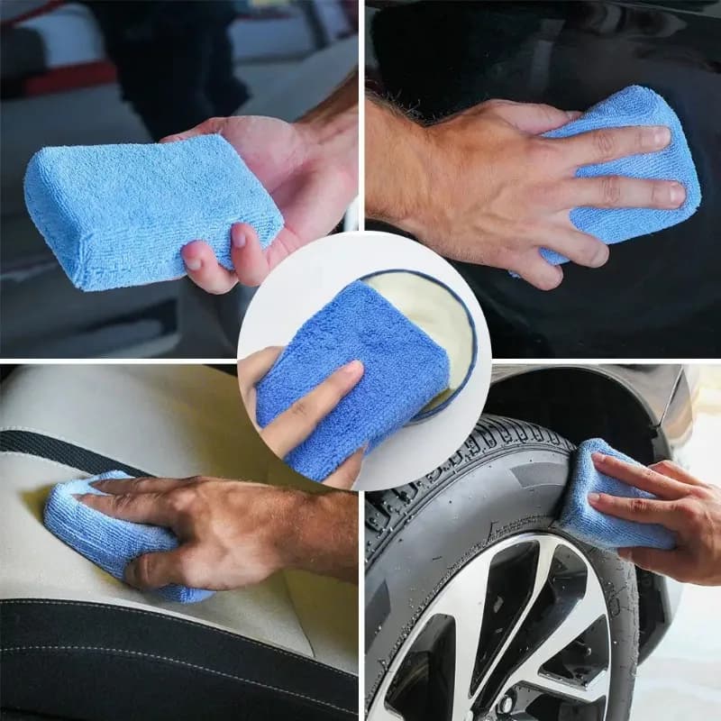 Spugna Applicatrice in Microfibra per Dettagli Auto, Applicatore per Rivestimento Ceramico, Applicazione Cera su Pneumatici, Schiuma per Auto