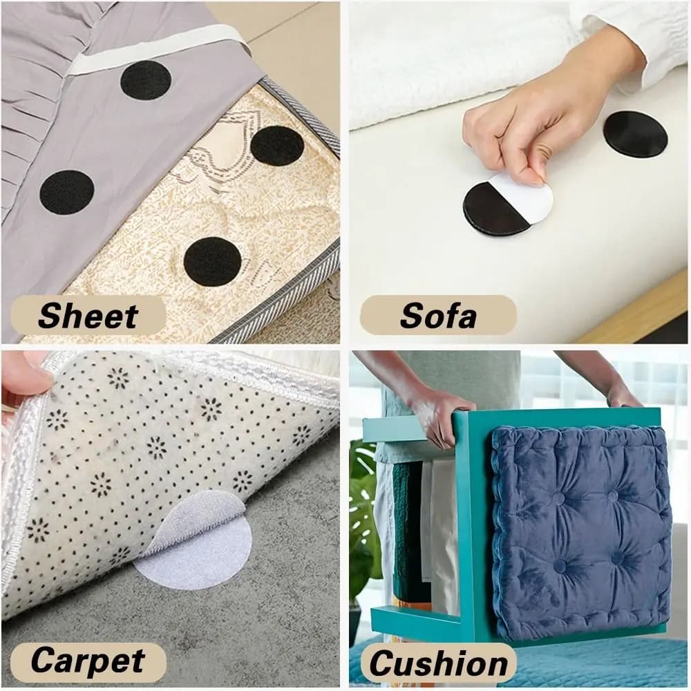 5 pieces new self-adhesive tape with hook and ring double face invisible device magic fixing universal tablecloth carpet bedline fixed tape