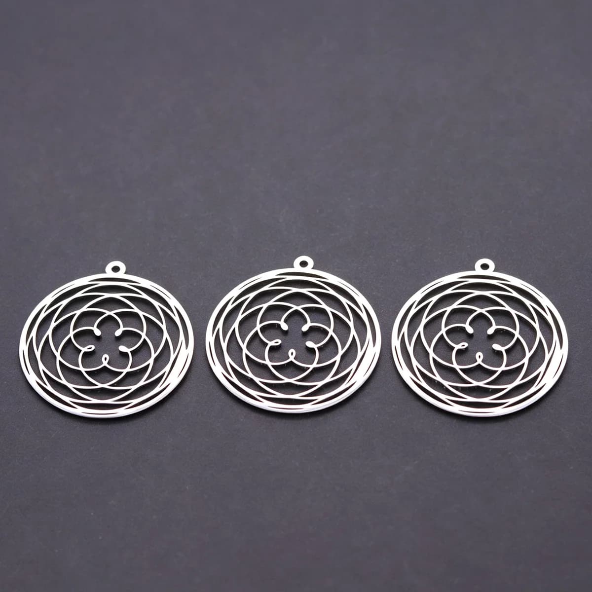3pcs Stainless Steel Hollow Venus Flower Round Charm Seed of Life Pendant For DIY Necklace Bracelet Jewelry Making Accessories