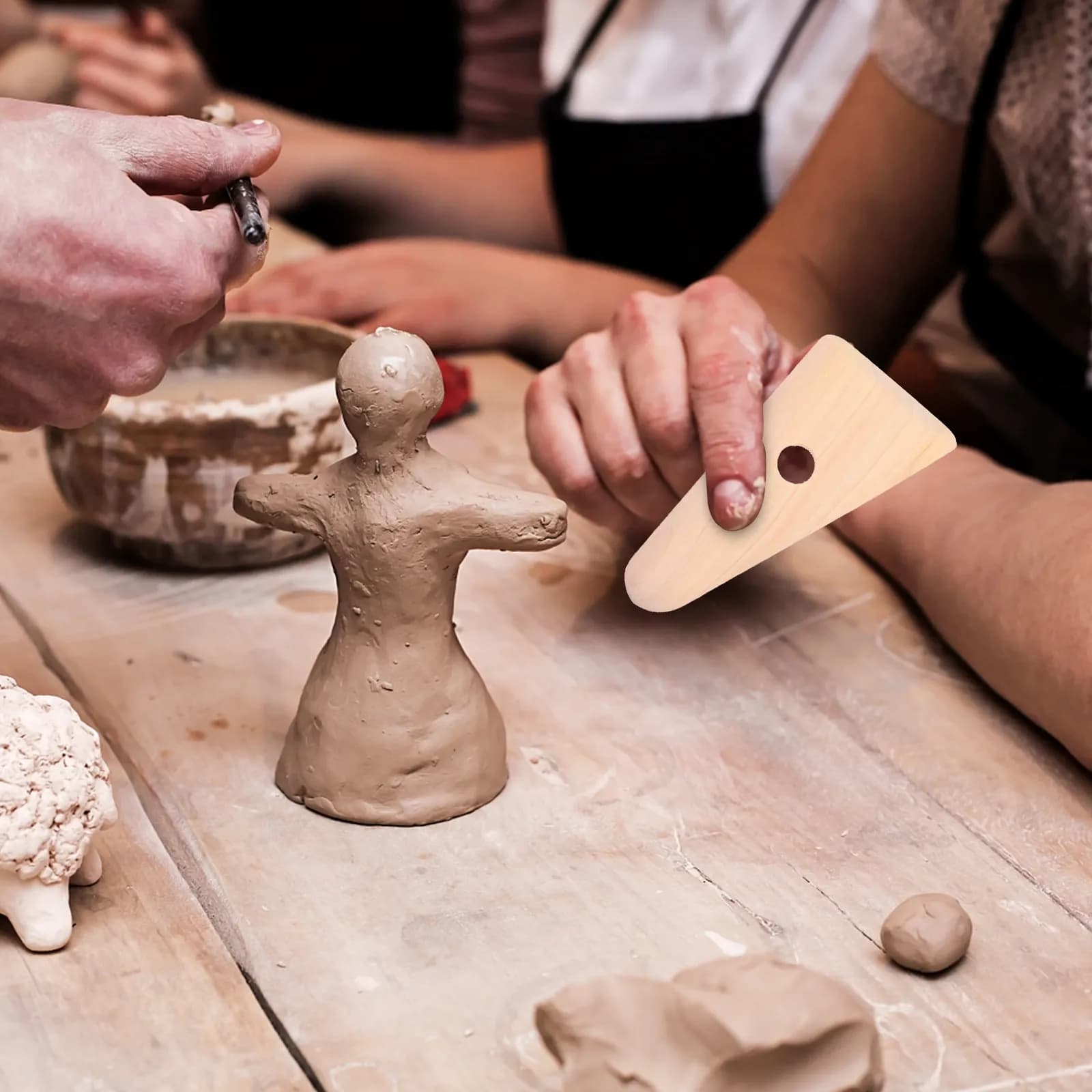 Set di 5 Utensili Professionali in Legno per Scultura e Modellazione, Kit Fai-da-te per Ceramica, Scultura e Artigianato in Polimero, Leggeri