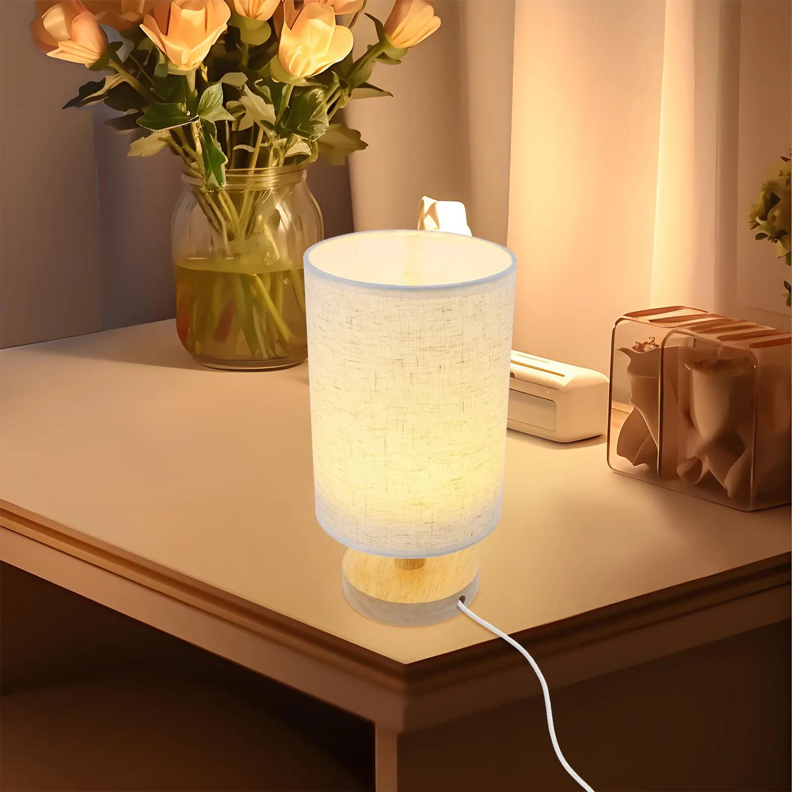 Lampada da comodino, lampada da tavolo per camera da letto, luce da scrivania decorativa, luce notturna da tavolo dimmerabile