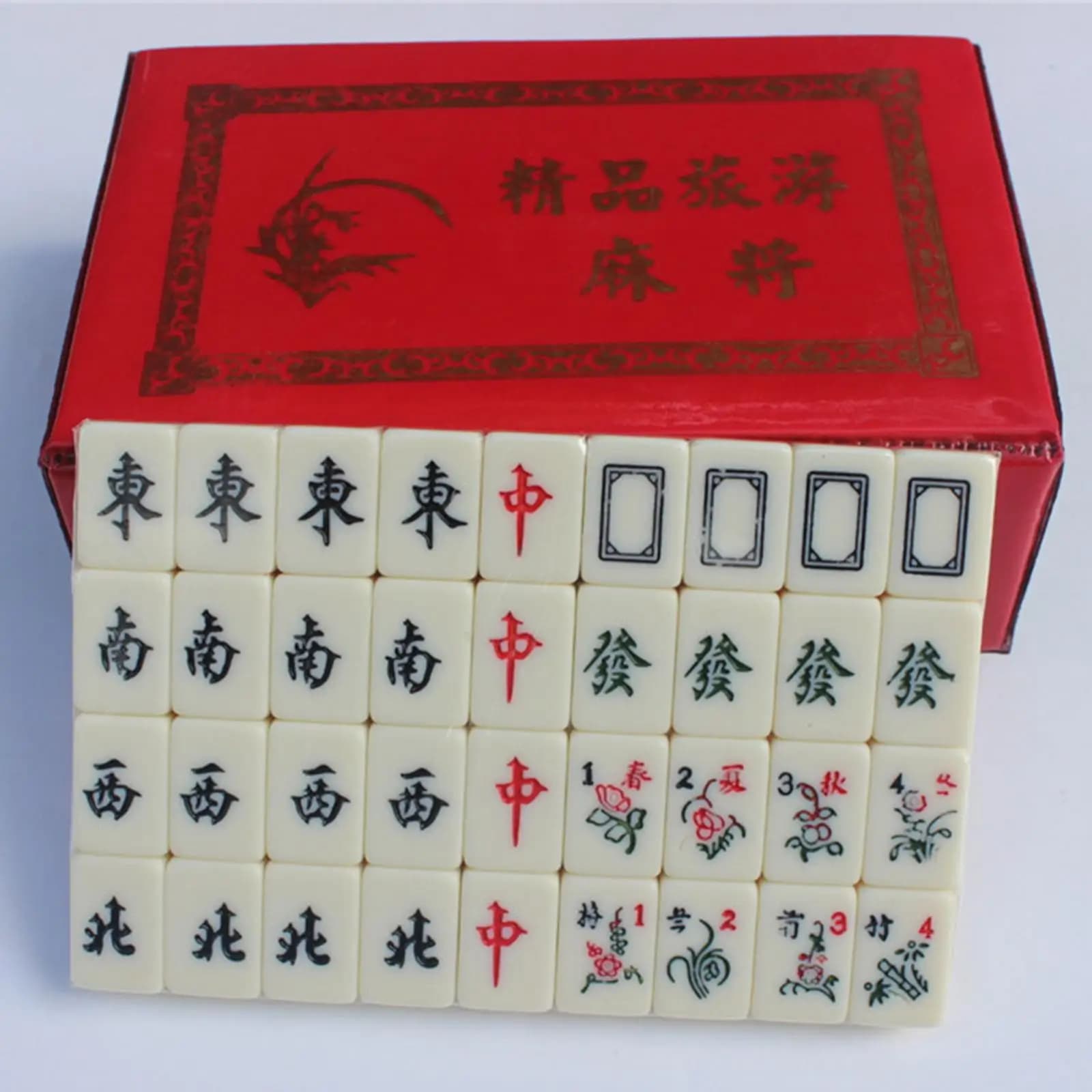 Set da gioco Mahjong completo portatile Gioco da tavolo Majiang con custodia da viaggio Gioco di piastrelle per giochi di intrattenimento per famiglie
