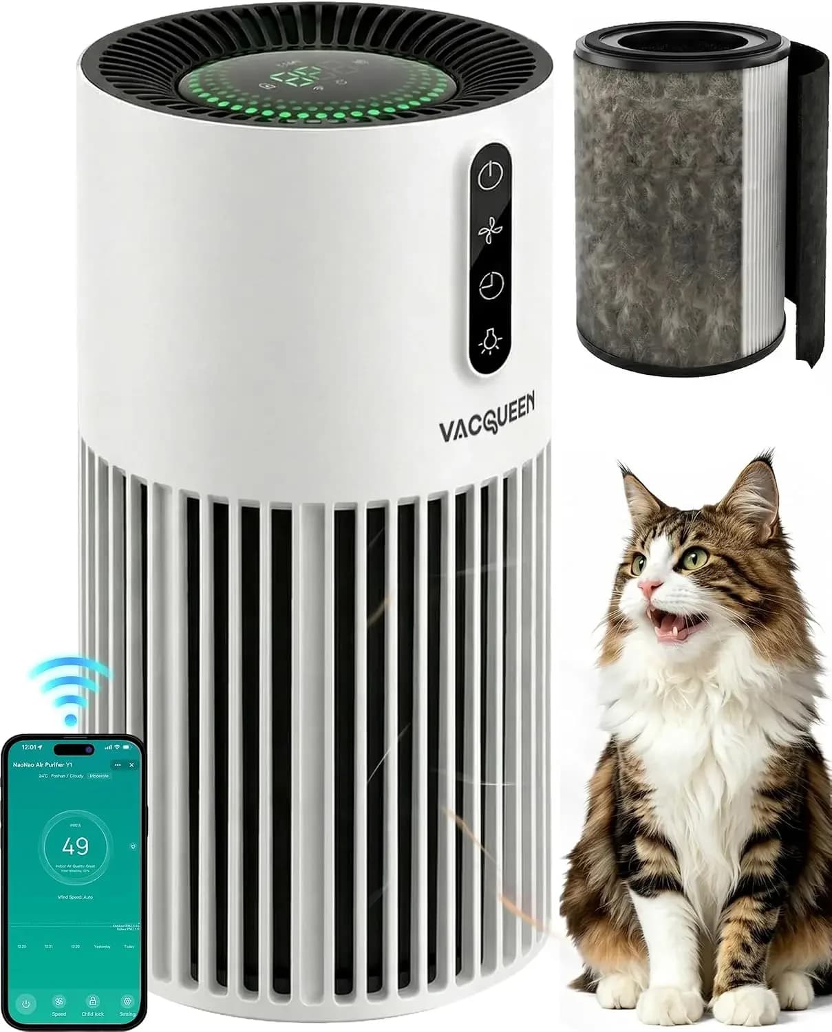 Air Purifiers for Home Pets | Smart HEPA Pet Air Purifier for Bedroom, Smart WiFi 2200 Sq.Ft, Alexa Control, Washable Filter