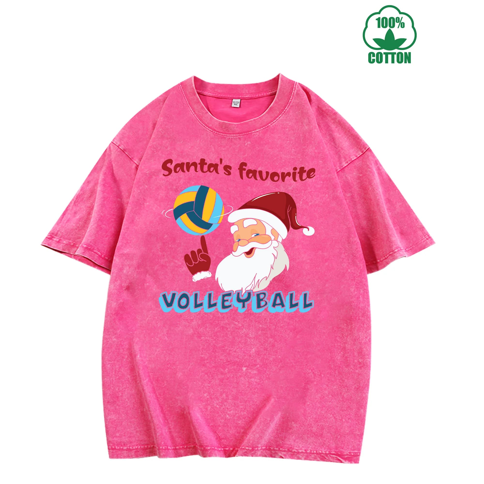 T-shirt lavata vintage da pallavolo natalizia 230 g 100% cotone unisex comoda streetwear oversize