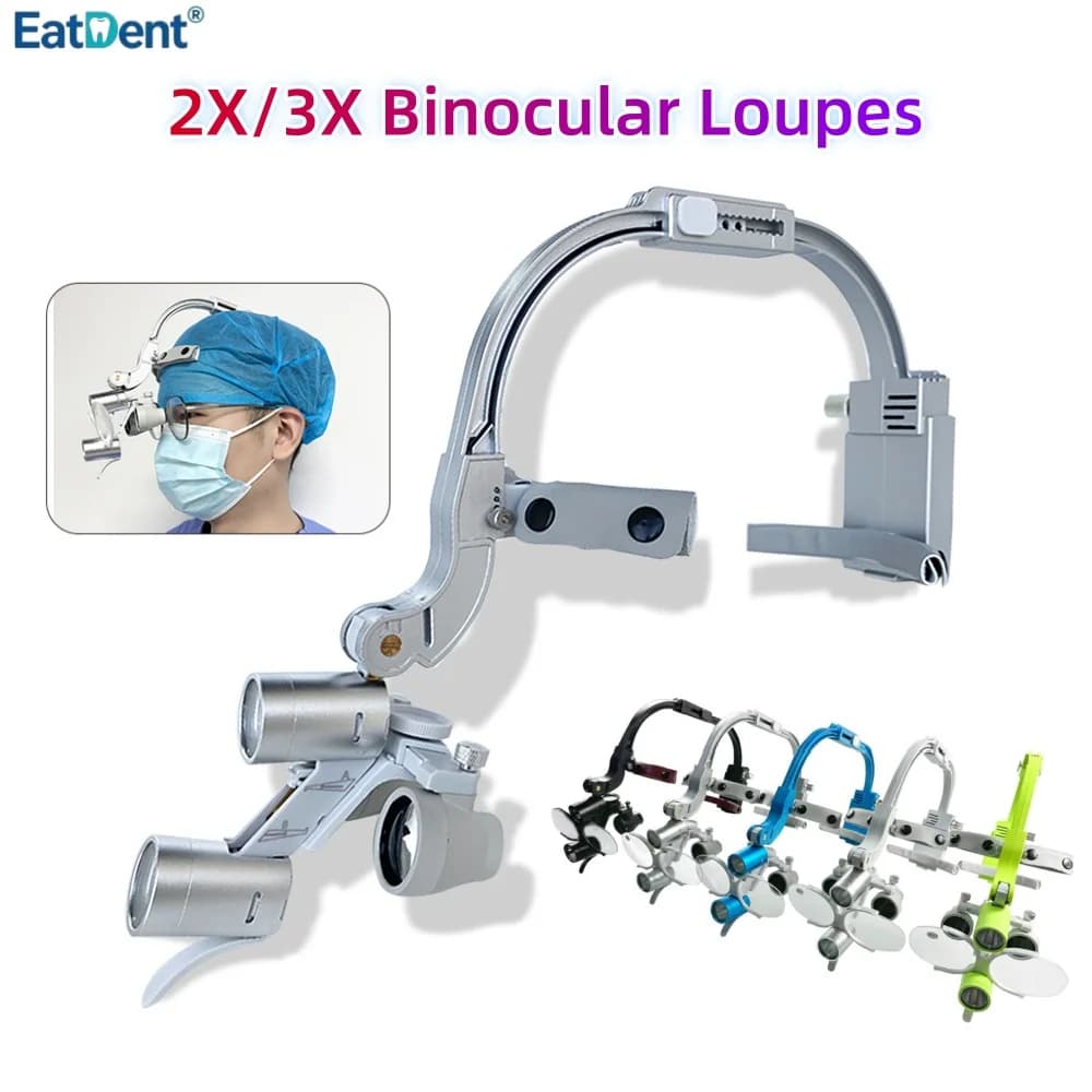 2.5X/3.5X Dental LED Head Light Binocular Loupes 5W Lamp Dentisit Surgical Headlight Loupes Lab Equipment Dentistry Magnifier