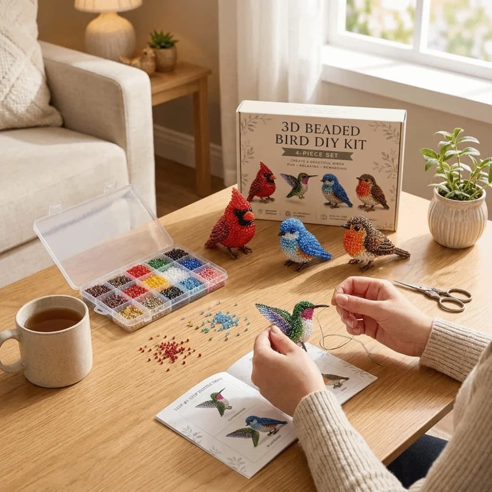 Handmade DIY Animal Bead Embroidery Kit Tiny Colorful 3D Bead Pet Keychain Making Kit Mini Educational Animal Crafting Set