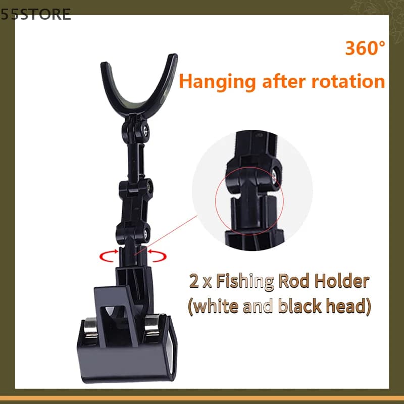 2 pcs 360 degrees fishing rod rest head spins raft bridge raft fishing rod anti-slip bright reinforced pole bracket