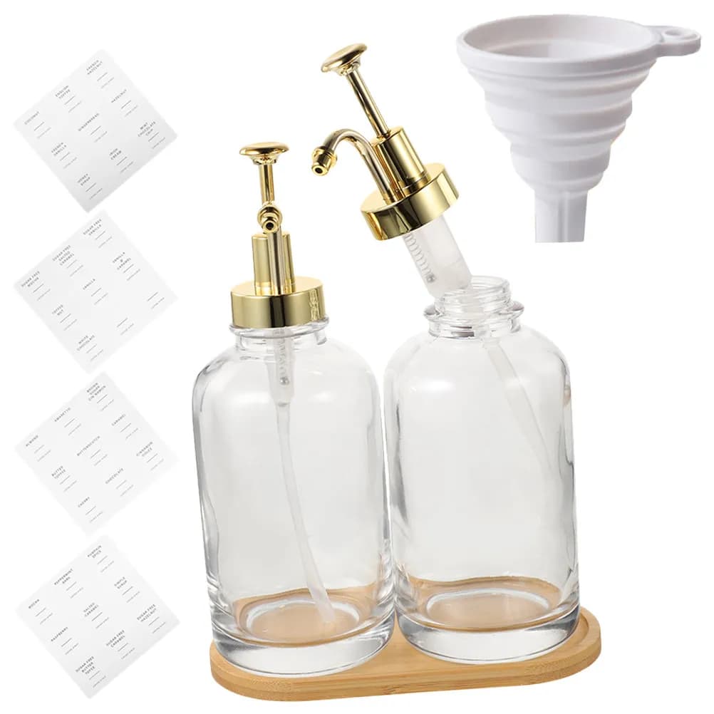 2 flaconi in vetro con pompa dosatrice, ricaricabili, a prova di perdite, per sapone liquido, ideali per bagno e cucina