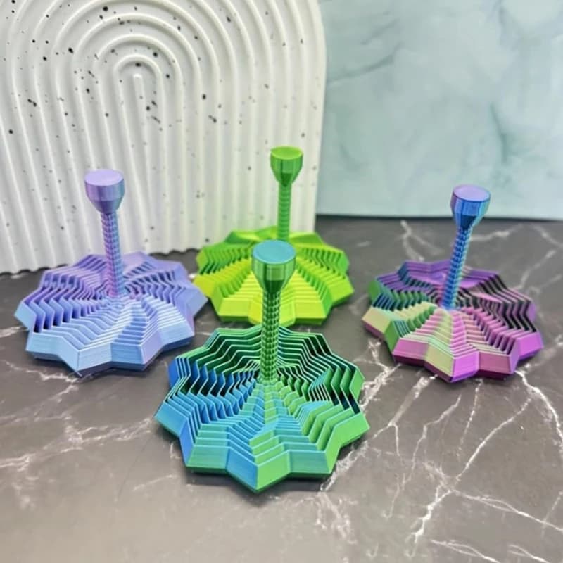 Giocattoli Fidget fractali espandibili da 4,33 pollici con stella sensoriale espandibile stampata in 3D ottagonale con manico staccabile