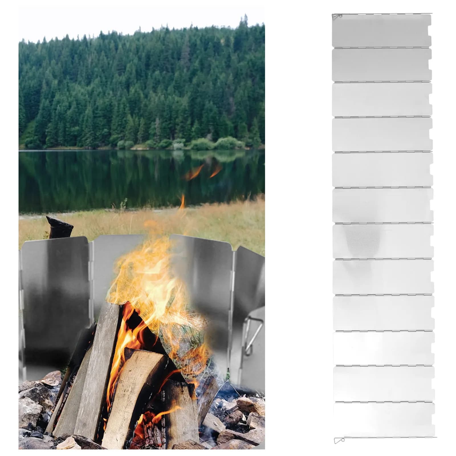 Set di 1 Paravento Pieghevole in Lega di Alluminio per Fornello da Campeggio, Protezione dal Vento Portatile con Custodia, Bruciatore Leggero