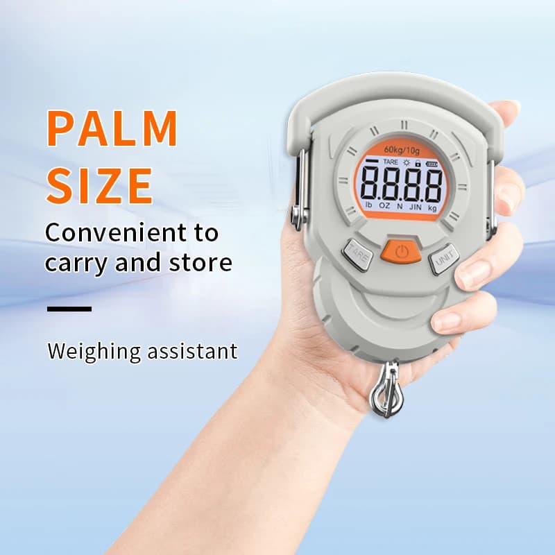 Bilancia Digitale Portatile LCD 60Kg/10g, Bilancia Elettronica per Bagagli, Pesca, Viaggi, Strumento di Pesatura per Cucina