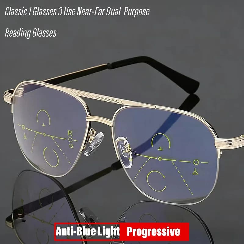 Fishing Sun Multi-focal Progressive Reading Glasses Men Women Anti Blue Ray Presbyopic Glasses Computer Optical Far Near Eyeglas