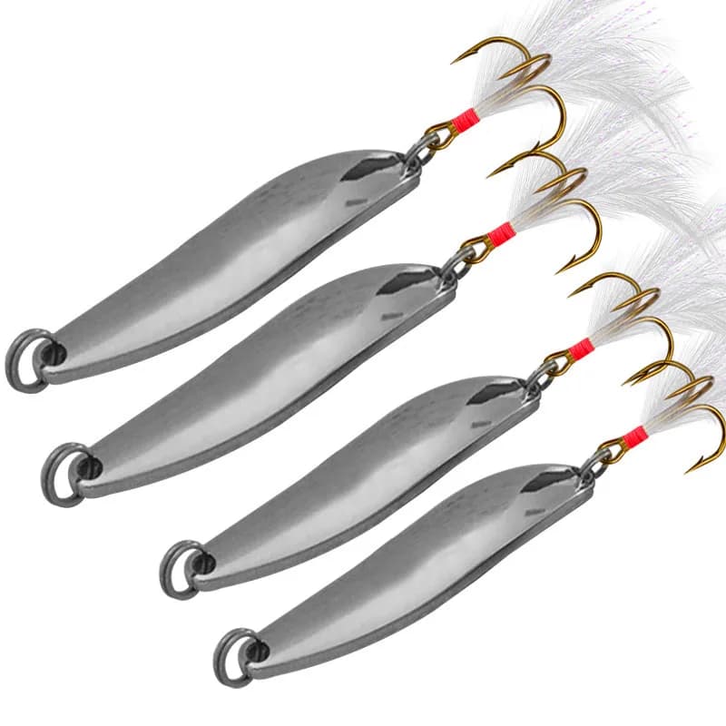 Cucchiaio da pesca Richiamo Spinner Esca Lunga ghisa Filo metallico Esche 5g 7g 10g 13g 18g 21g Esche artificiali Lotto 4 Pezzi VENDITA