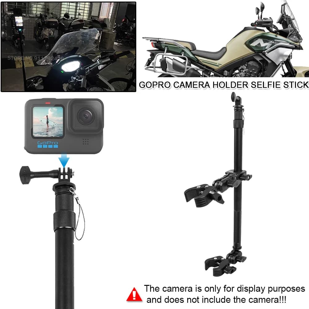 Staffa per supporto per fotocamera per registratore di guida Gopro stabile scalabile per selfie panoramico per moto universale per viaggi in moto