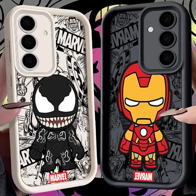 Custodia Morbida Marvel Cartoon Venom Iron Man Hulk per Samsung Galaxy S26 S25 Ultra S24 S23 Plus S22 S21 S20 FE - Cover Protettiva per Telefono