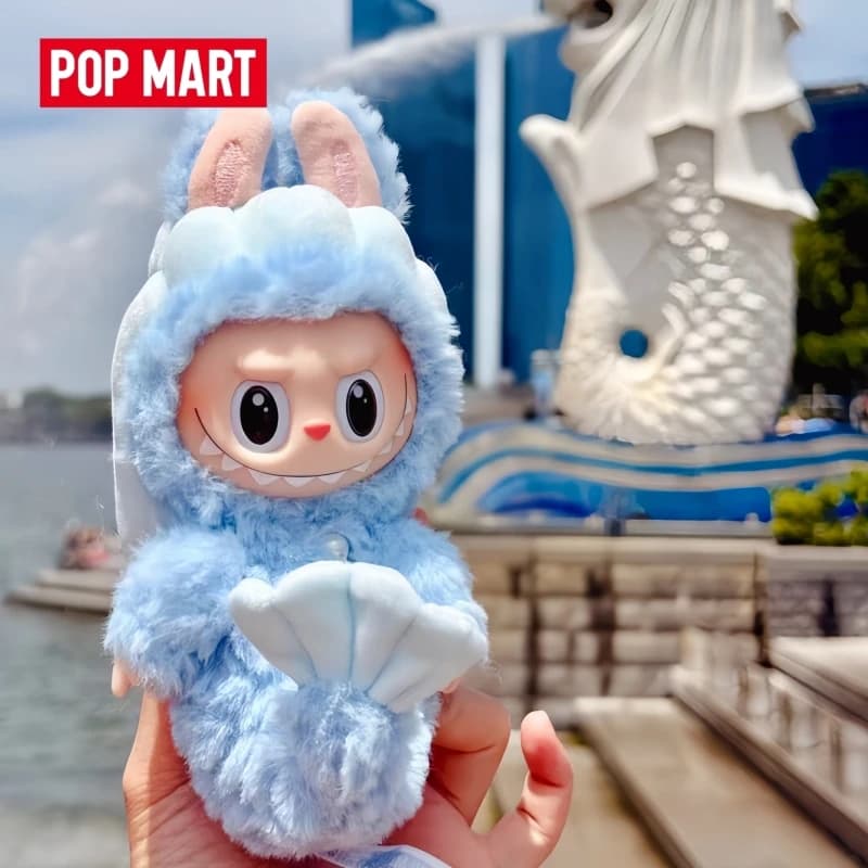 Pop Mart Labubu Hide And Seek In Singapore Merlion - Ciondolo in vinile e peluche, charm da borsa da collezione, regalo per collezionisti di giocattoli anime
