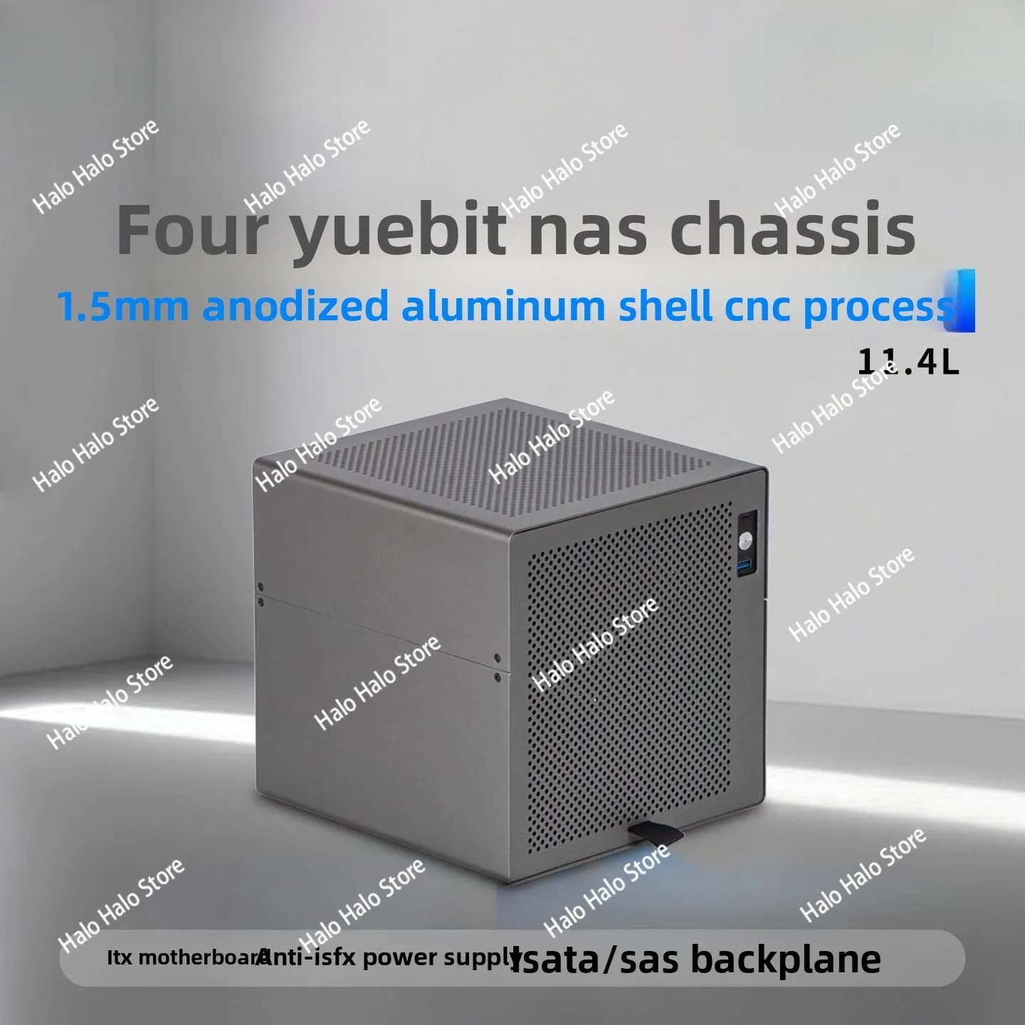 Scorpio 4 Disk NAS Chassis Anodo ITX Custodia in alluminio SFX Power SATA Backplane Server di archiviazione NAS