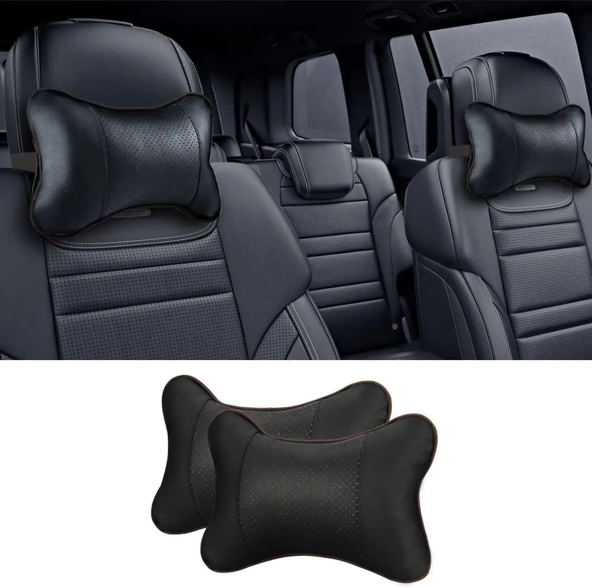 1pc cuscini per il collo dell'auto supporto per la testa in pelle Pu cuscino universale per accessori Lexus supporto lombare per seggiolino da gioco per auto