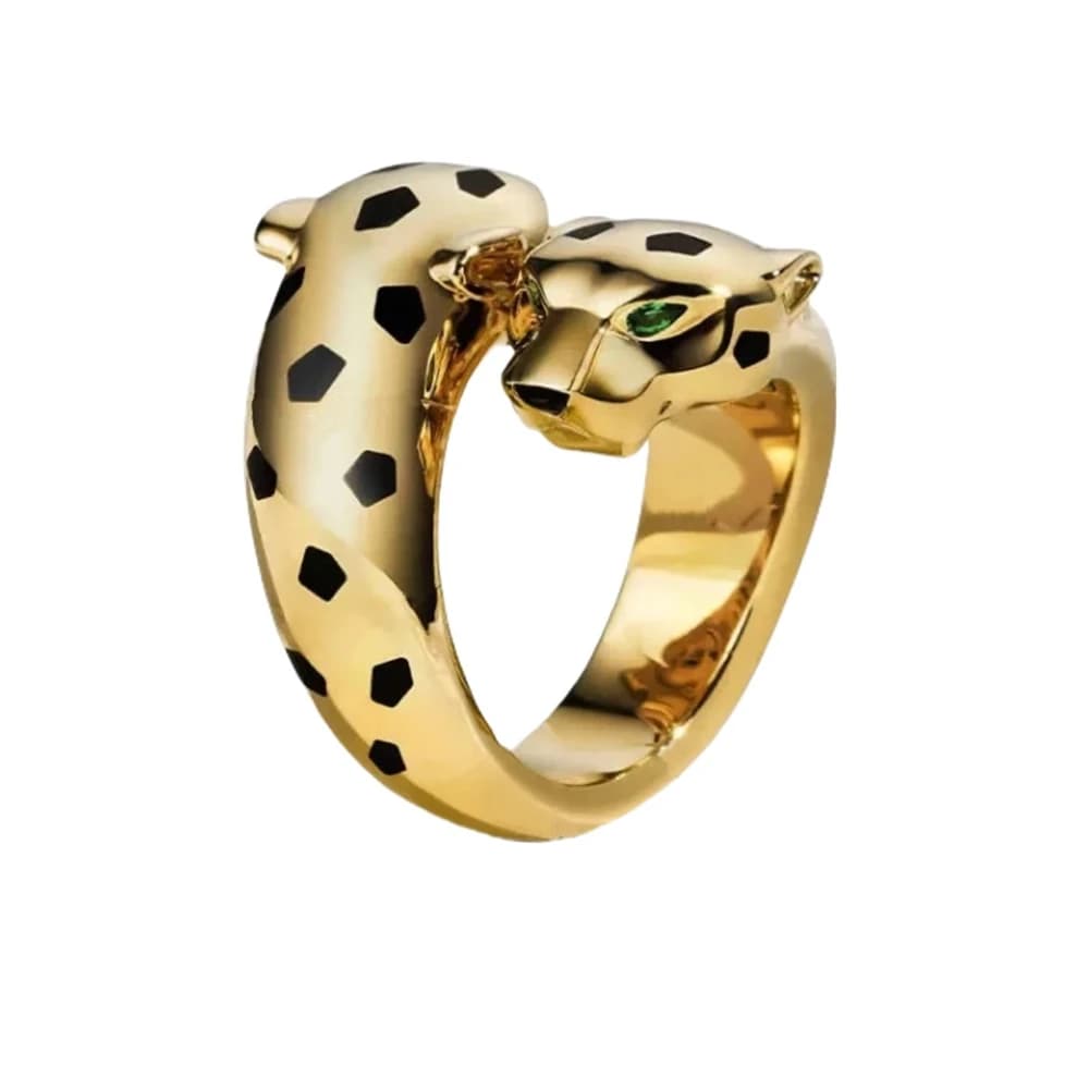 Anelli aperti in argento sterling 925 con macchie nere CZ, diamanti in carbonio, doppia pantera, leopardo, gioielli di design di lusso per uomini o donne